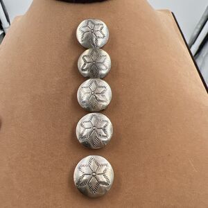 Set Of 5 Sterling Silver Button Covers Western Native American Snap On Vintage